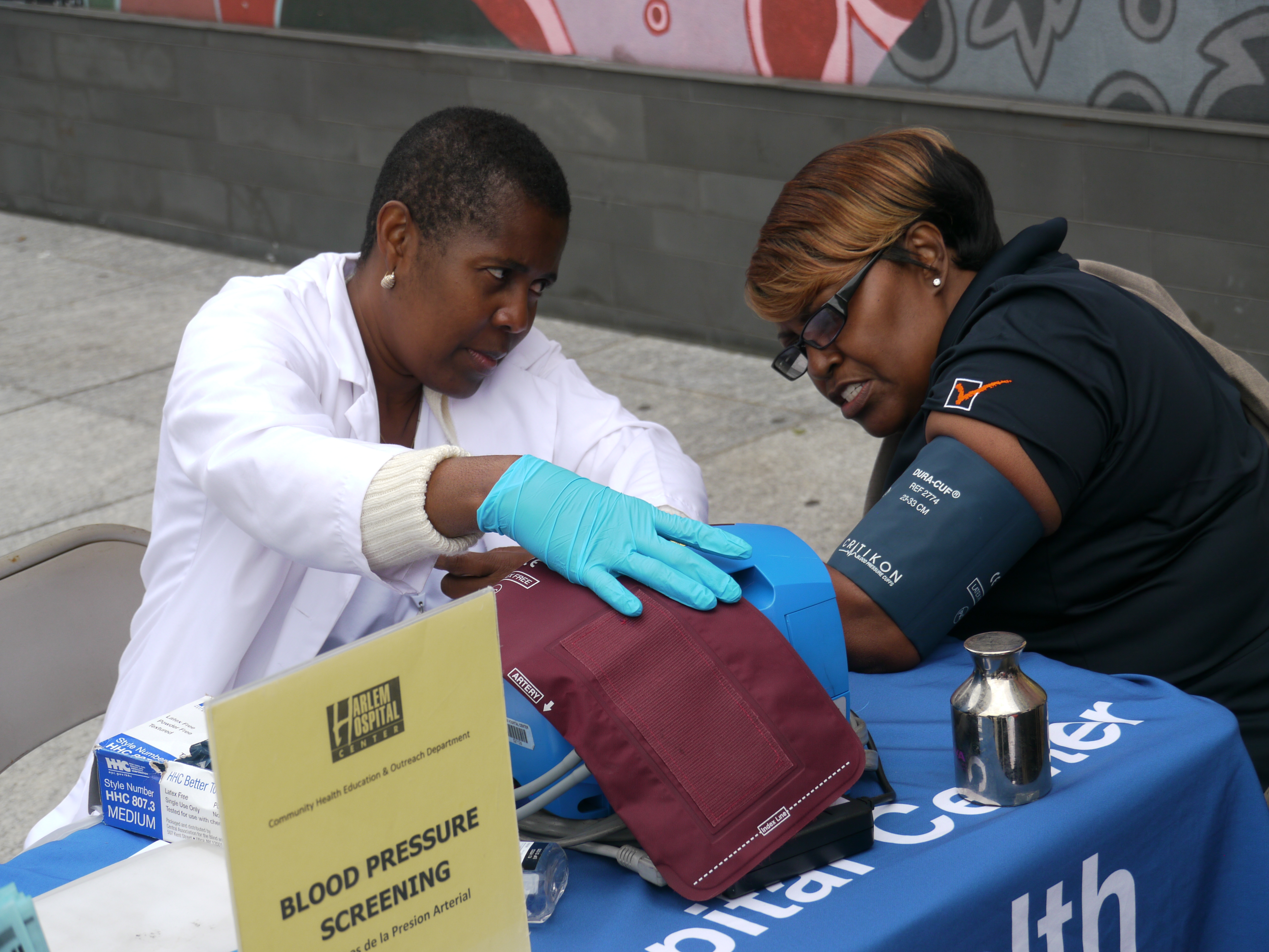 Harlem Hospital at Harlem Emergency Preparedness Day doing a blood pressure screening