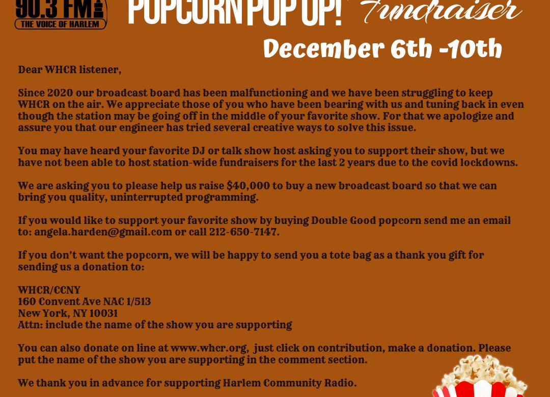 WHCR Popcorn Pop Up Fundraiser