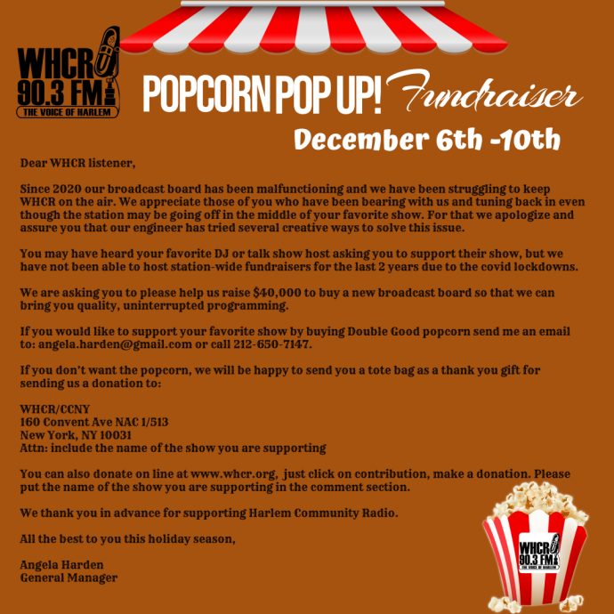 WHCR Popcorn Pop Up Fundraiser